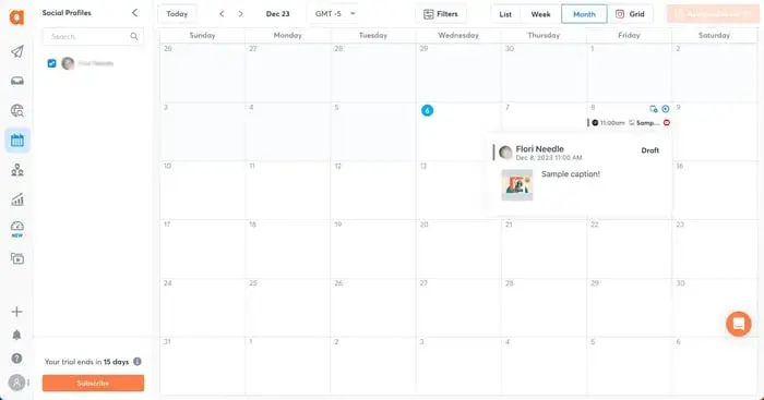 agorapulse monthly schedule window