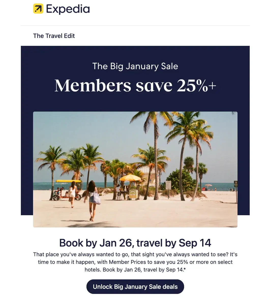 internet marketing; example of a promotional email from expedia