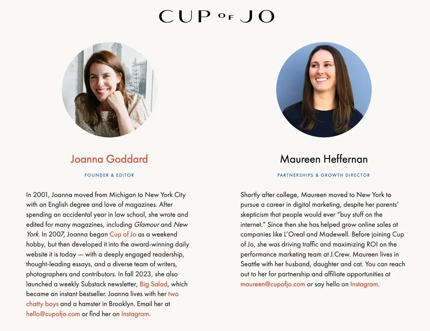 professional bio examples, joanna goddard, lifestyle blogger and editor, blog about page bio