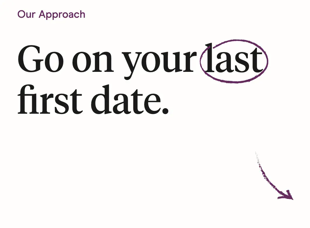 screenshot of hinge ad: go on your last first date.