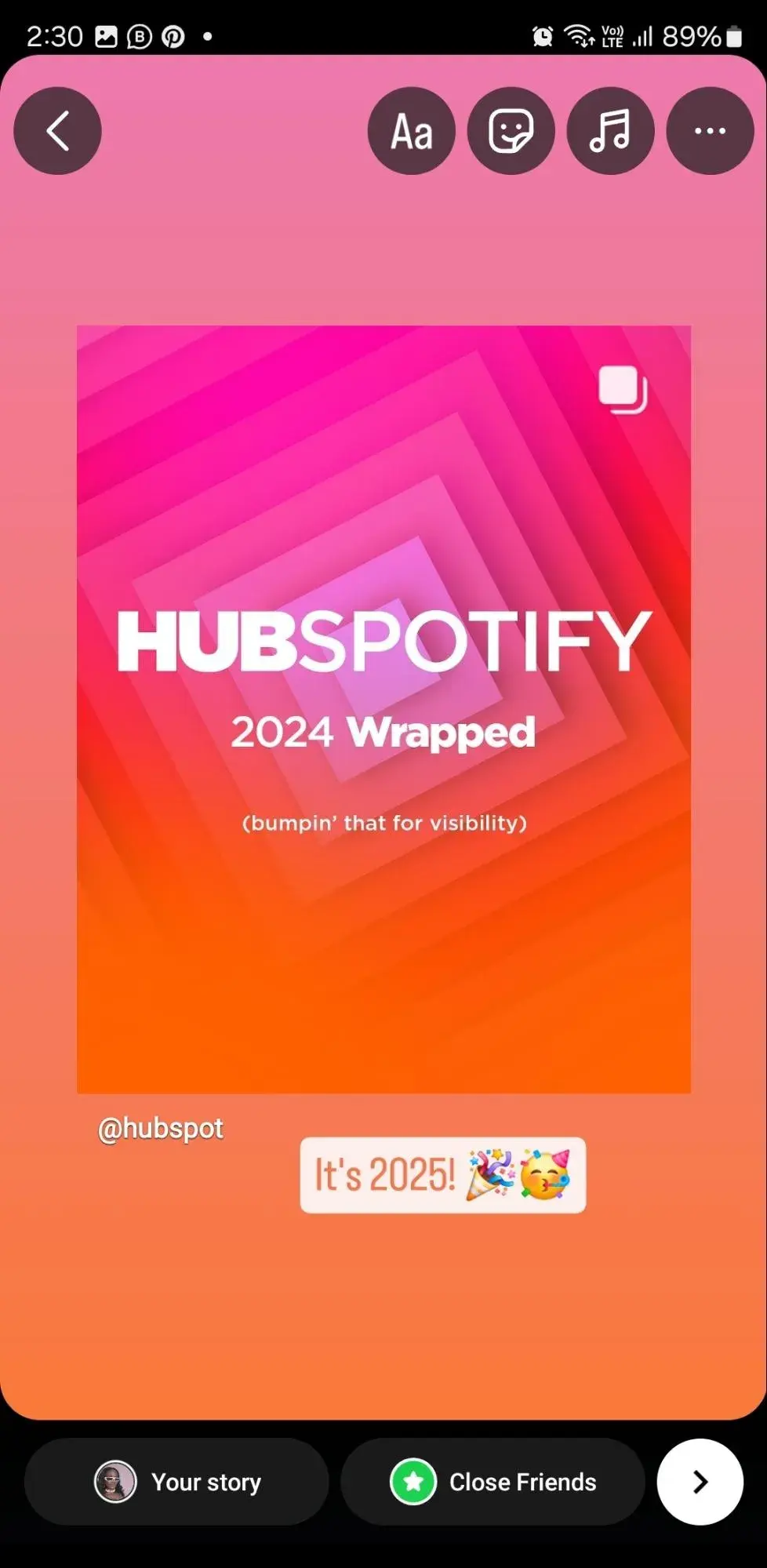 how to repost on instagram, hubspot post repost with custom text