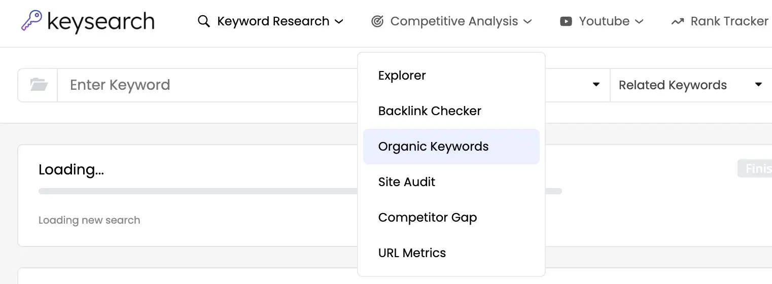 checking keyword rankings, a screenshot from keysearch