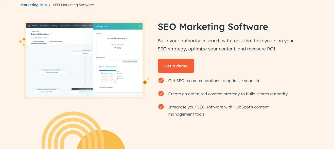 hubspot’s sem marketing software includes keyword research options.