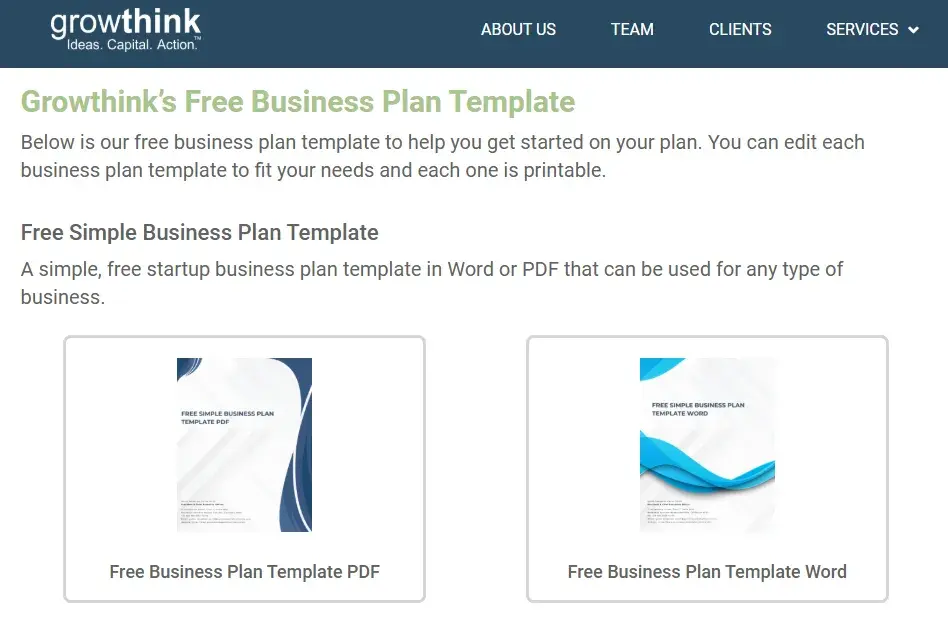 growthink business plan template, sample business plans
