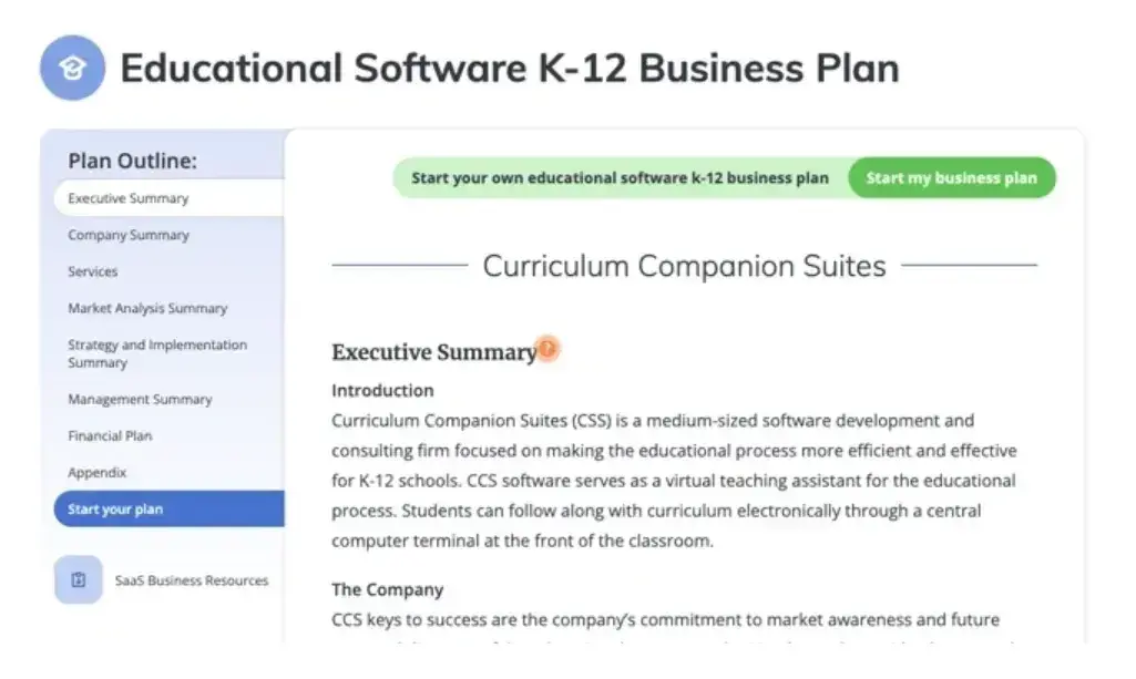 ccs business plan example, sample business plans