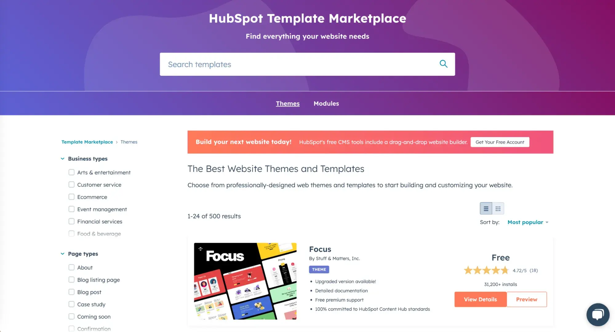 best website designs, hubspot template marketplace