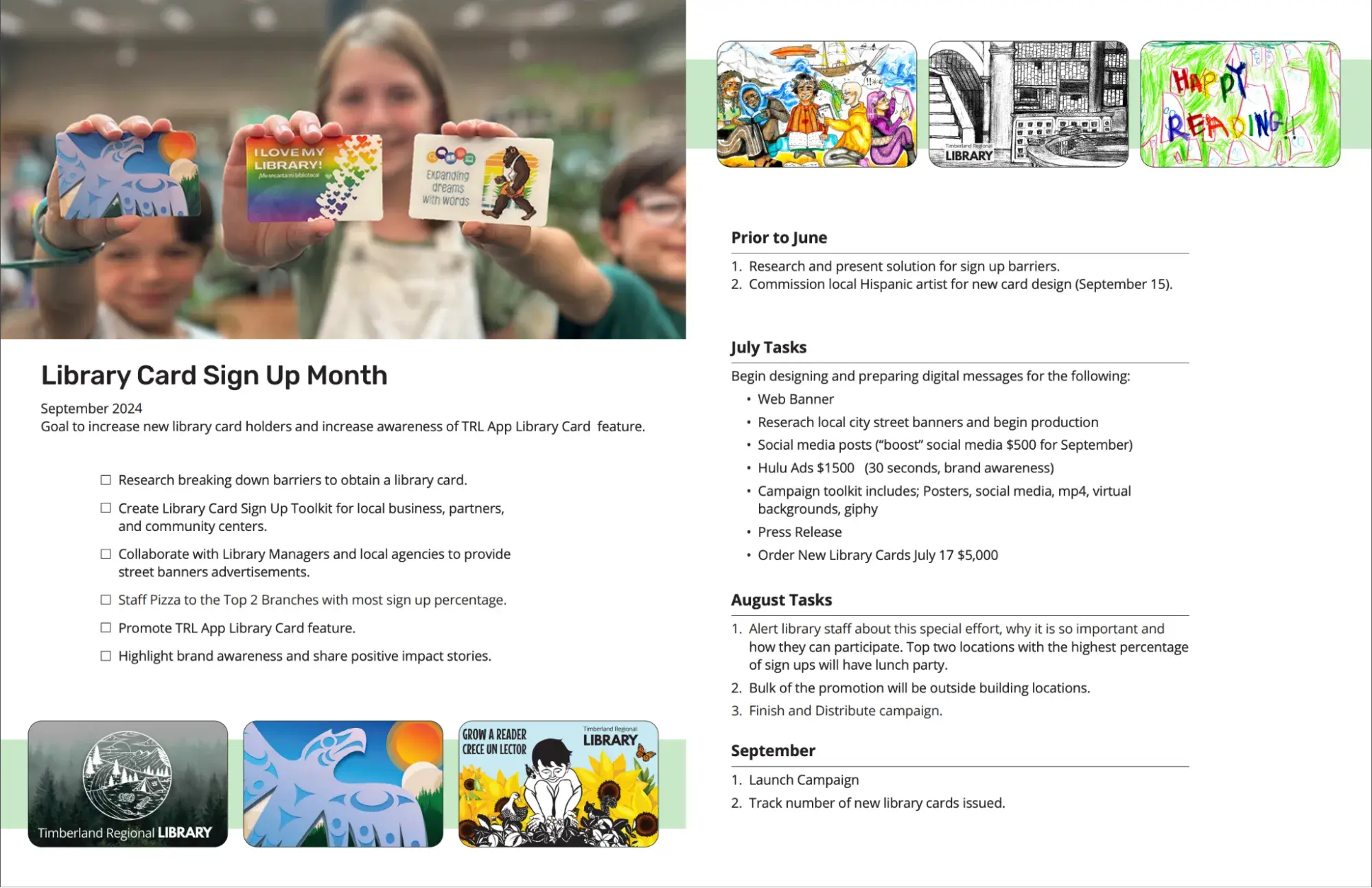 marketing plan, timberland regional library