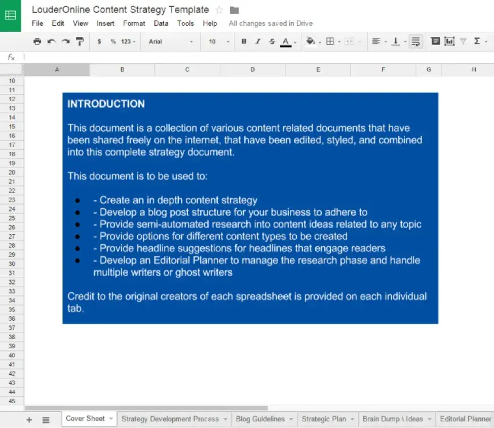louderonline content strategy template