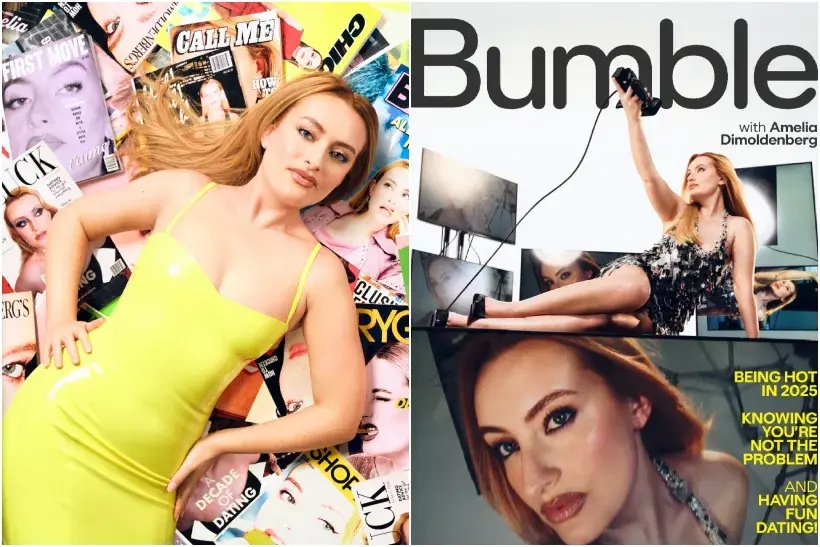 an image from amelia dimoldenberg’s interview magazine x bumble editorial fashion photoshoot