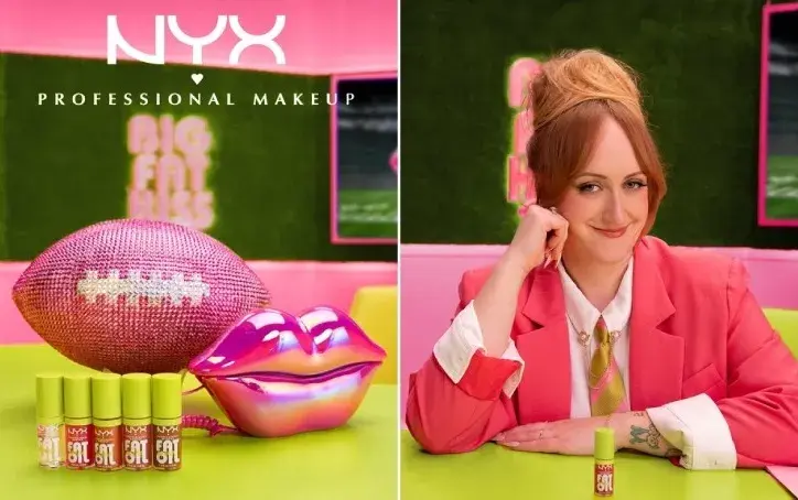 an split-side image of brittany broski and NYX’s fat oils