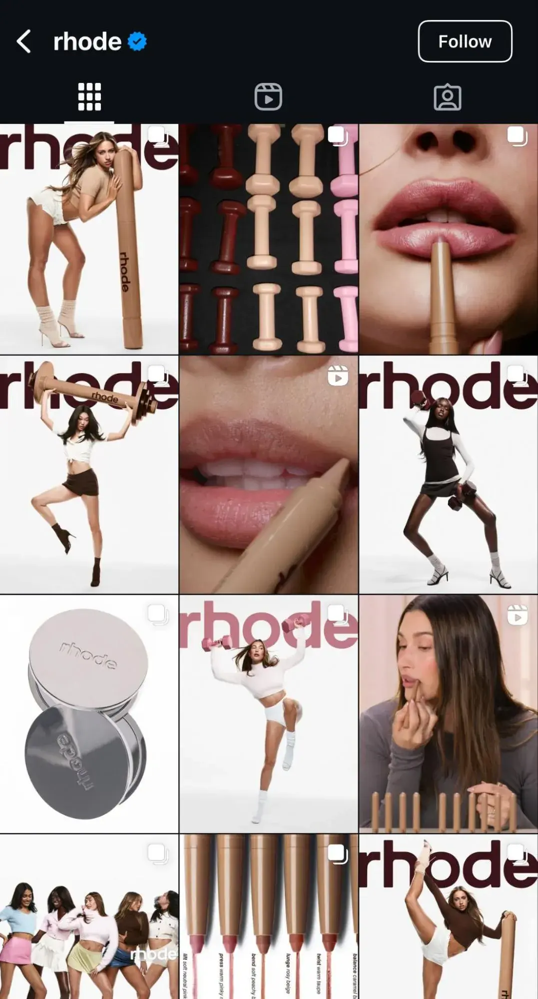 a screenshot of the rhode skin’s peptide lip shape instagram campaign