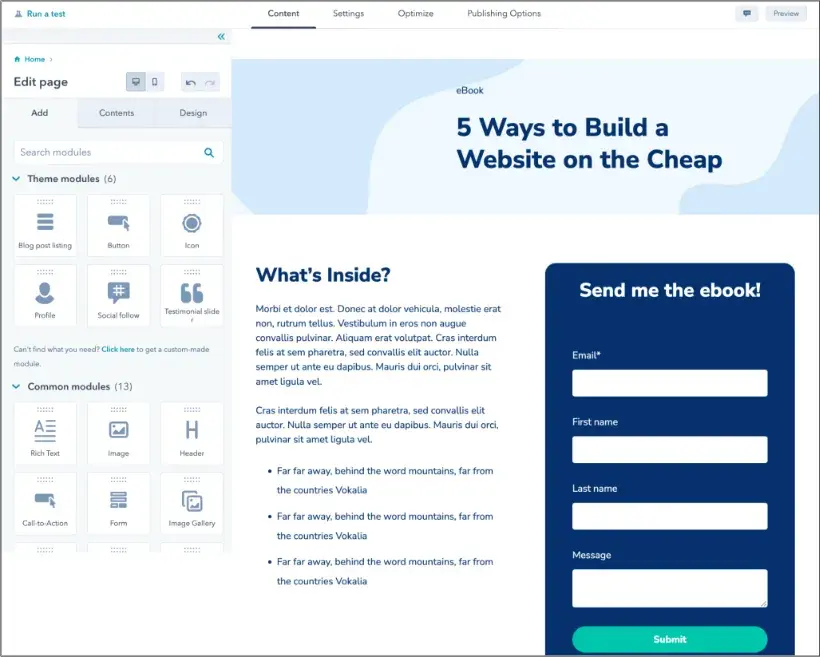 how to create a landing page; a screen of what your design would look like after testing