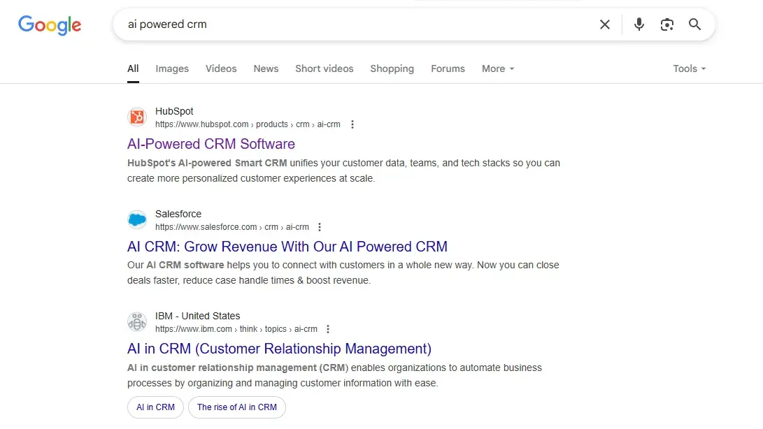 a screenshot from google serps shows the keyword research process for identifying commercial and/or transactional searches.