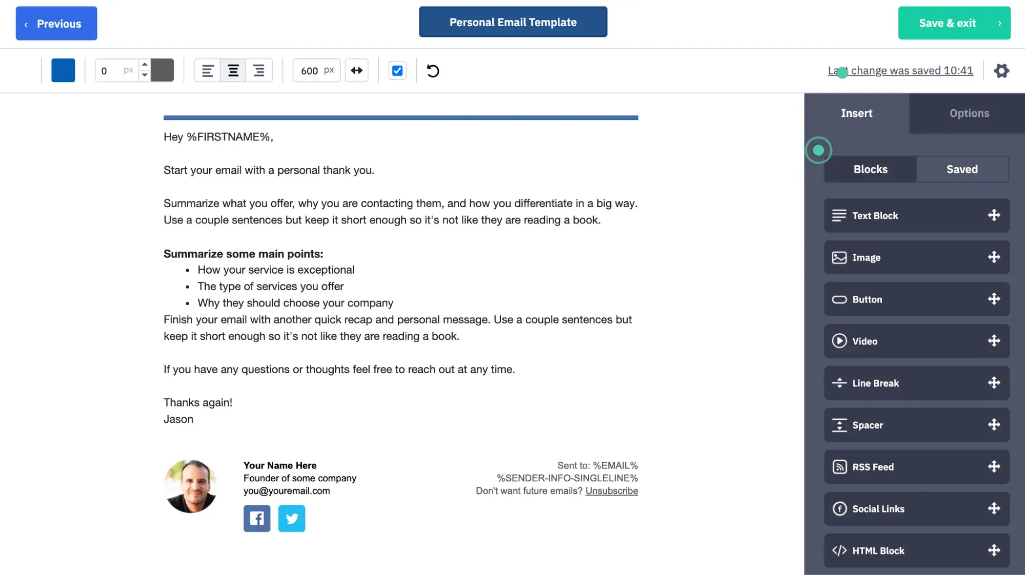 screenshot showing active campaign's editor for email marketing for dentist