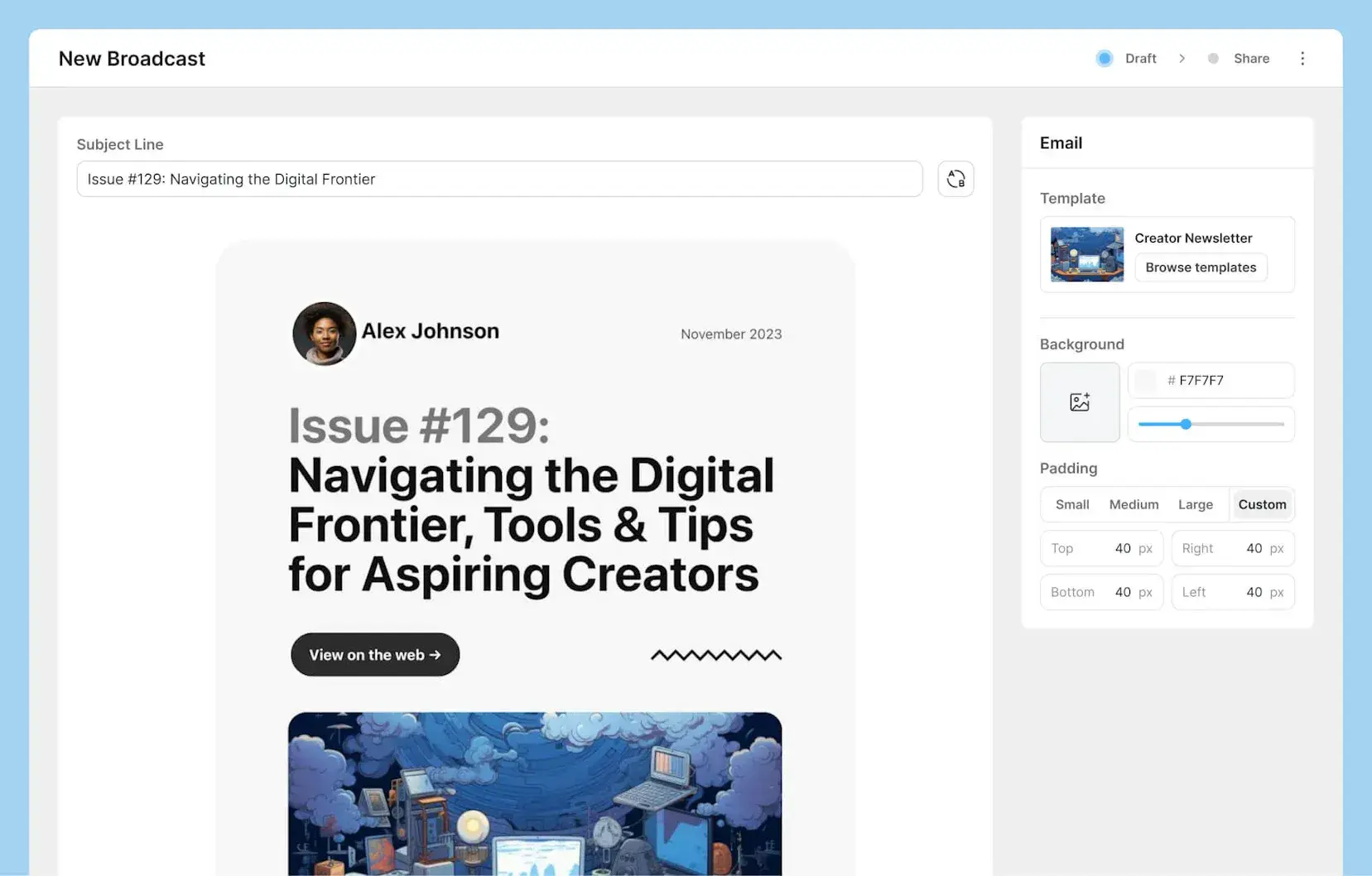 screenshot showing kit's editor for email marketing for dentist